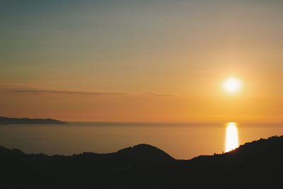 Scenic view of sea at sunset