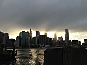 City skyline at sunset