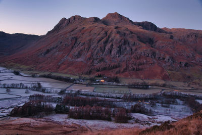 Frosty evening in langdale just after sunset