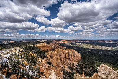 High angle view of landscape against cloudy sky