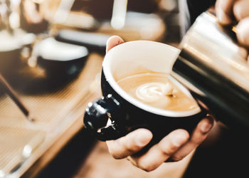 Hand holding coffee cup