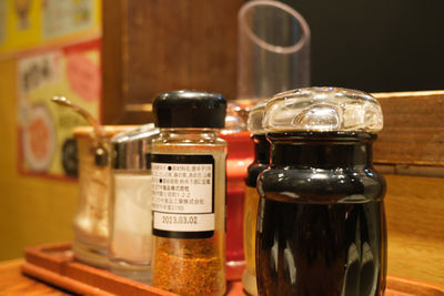 Close-up of drink served on table