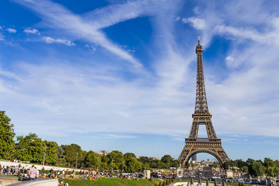 View of tower against cloudy sky