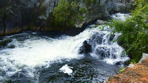 Scenic view of river flowing through rocks