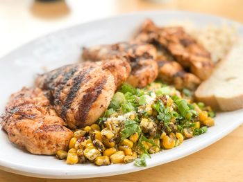 Close-up of meal served in plate