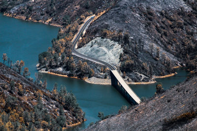 High angle view of bridge over river