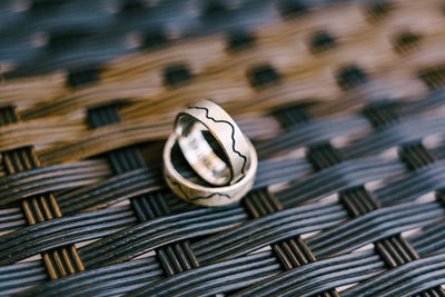 Close-up of wicker basket on table