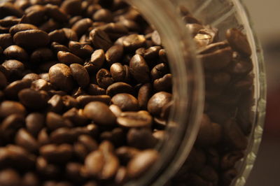 Close-up of coffee beans in jar