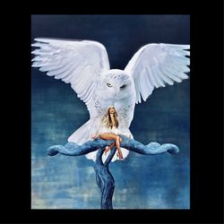 Digital composite image of seagull flying against sky