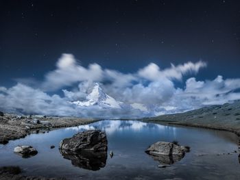 Scenic view of lake against sky