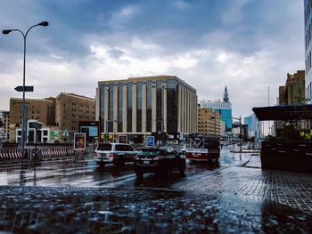 View of city street during rainy season