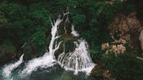 Scenic view of waterfall in forest