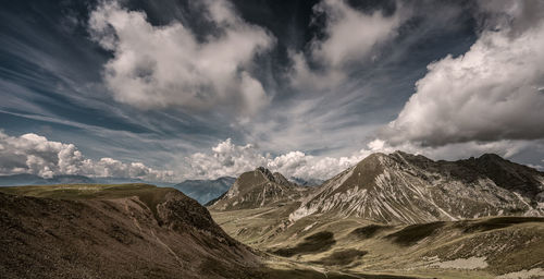 Panoramic view of mountains against sky