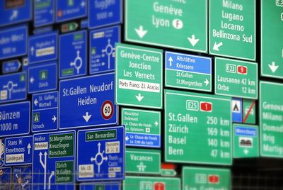 Various information sign board on street