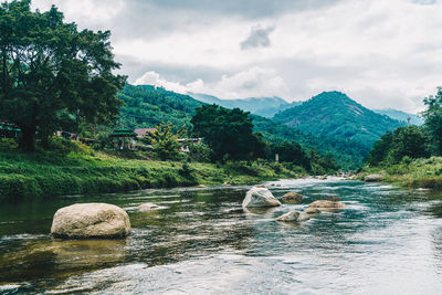 Scenic view of river against sky