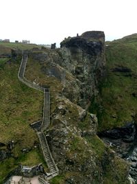 Scenic view of rocky mountains against clear sky