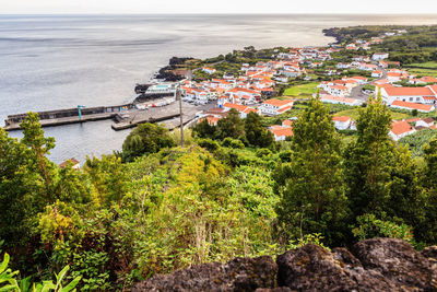 High angle view of buildings in city