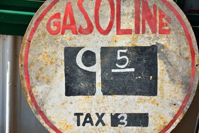 Close-up of information sign