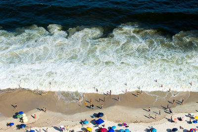 High angle view of people at beach