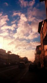 View of buildings at sunset