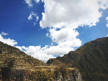 Low angle view of mountain against sky