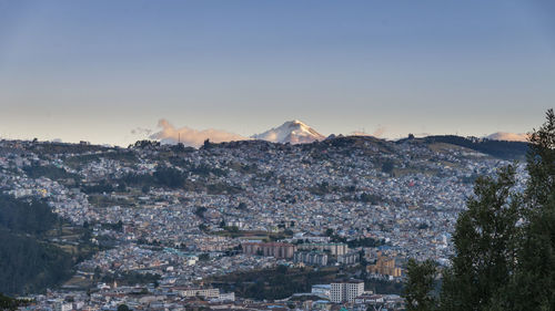 High angle view of buildings in city