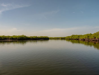 Scenic view of lake against sky