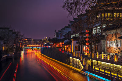 View of city street at night