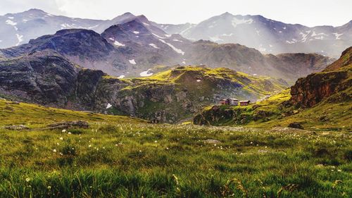 Scenic view of mountains against sky