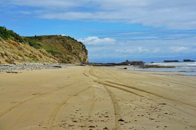 Scenic view of beach against sky