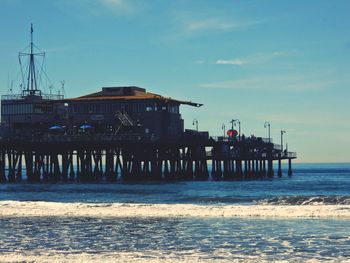 View of pier at sunset