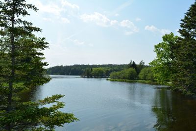 Scenic view of lake against sky