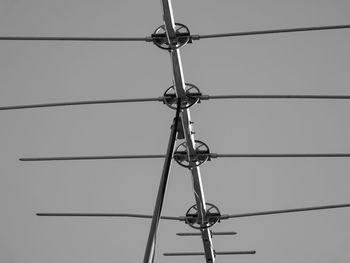 Low angle view of electricity pylon against sky
