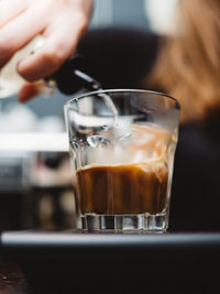 Close-up of coffee in glass