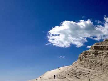 Low angle view of castle against blue sky