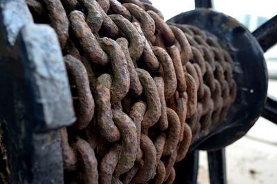 Close-up of stack of rusty metal