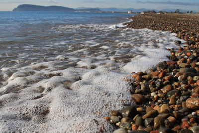 View of pebbles on beach