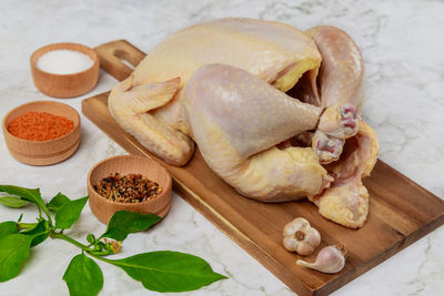 Close-up of food on cutting board