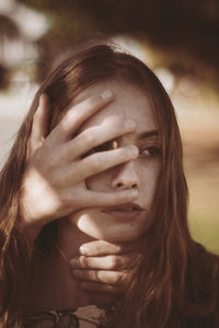 Woman looking at camera