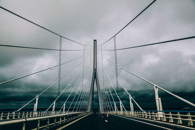 Pont de normandie against cloudy sky