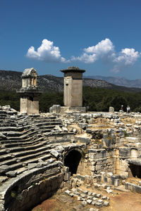 Kas, antalya, turkey  september 15 2014 lycian tombs over the theater of xanthos