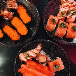 High angle view of sushi in plate