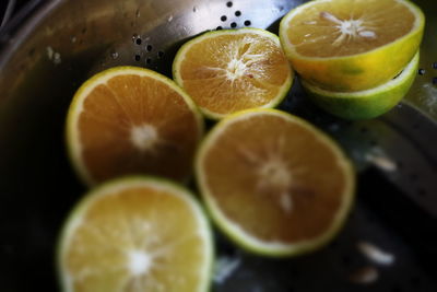 High angle view of oranges on table