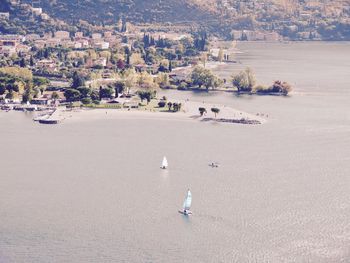 High angle view of people on beach