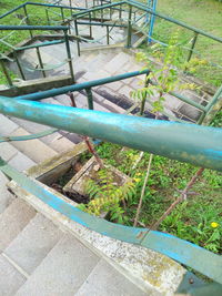 High angle view of swimming pool on field