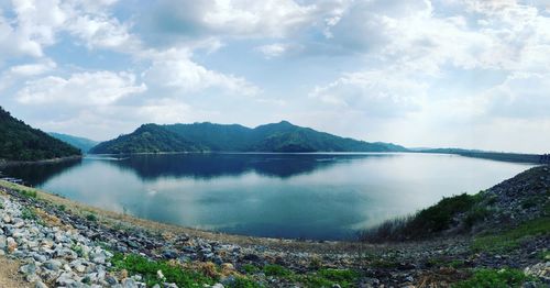 Panoramic view of lake against sky