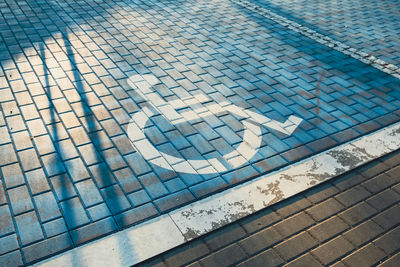 Handicapped parking bay. reserved parking sign for disabled spaces disabled blue parking sign