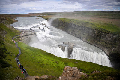 Scenic view of waterfall