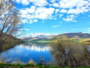 Scenic view of lake against sky