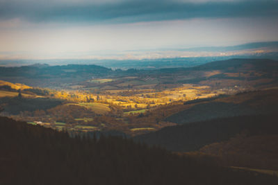 Scenic view of landscape against sky during sunset